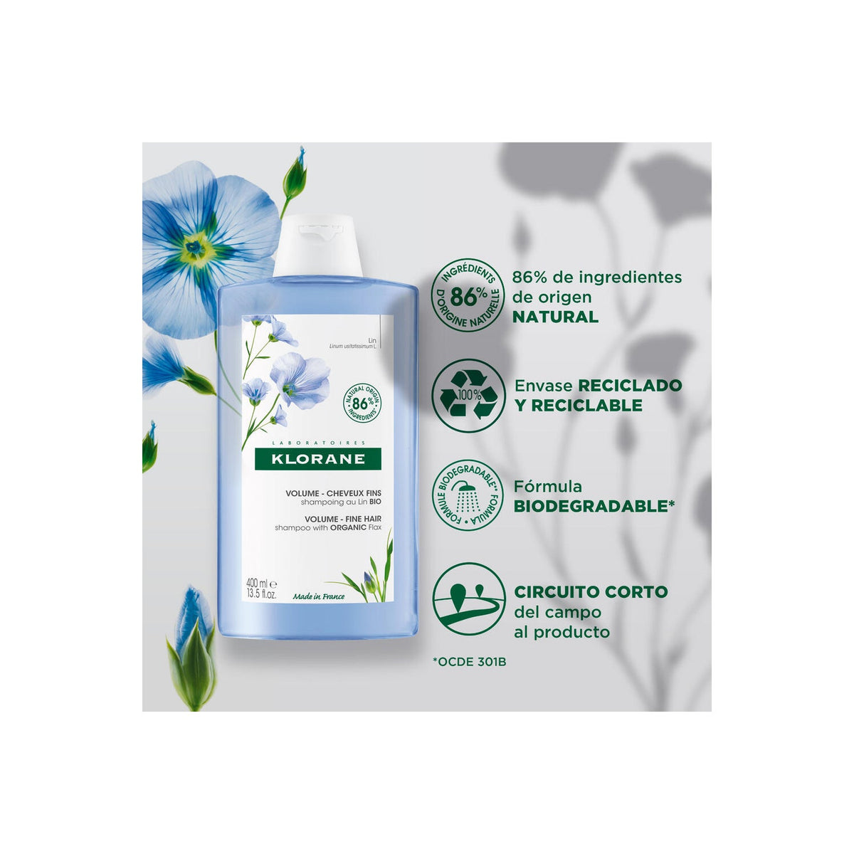 Klorane Champú al Lino BIO 400ml