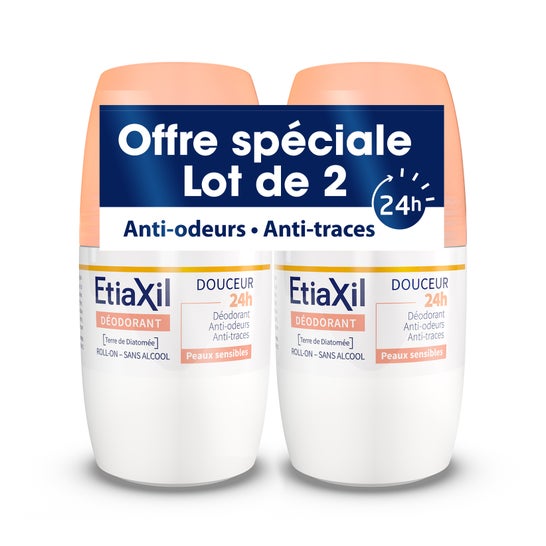 Etiaxil Desodorante Suave 24 H Sin Sales de Aluminio Roll-On 2 X50 ml