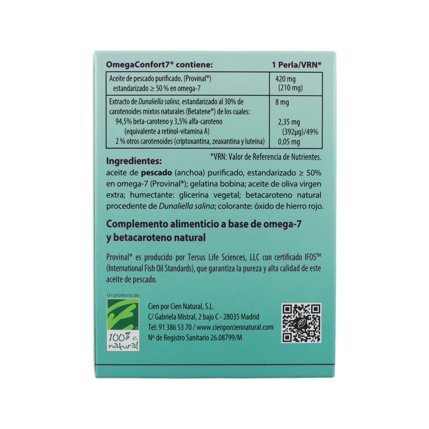 100% Natural Omega Confort 7 60 Perlas