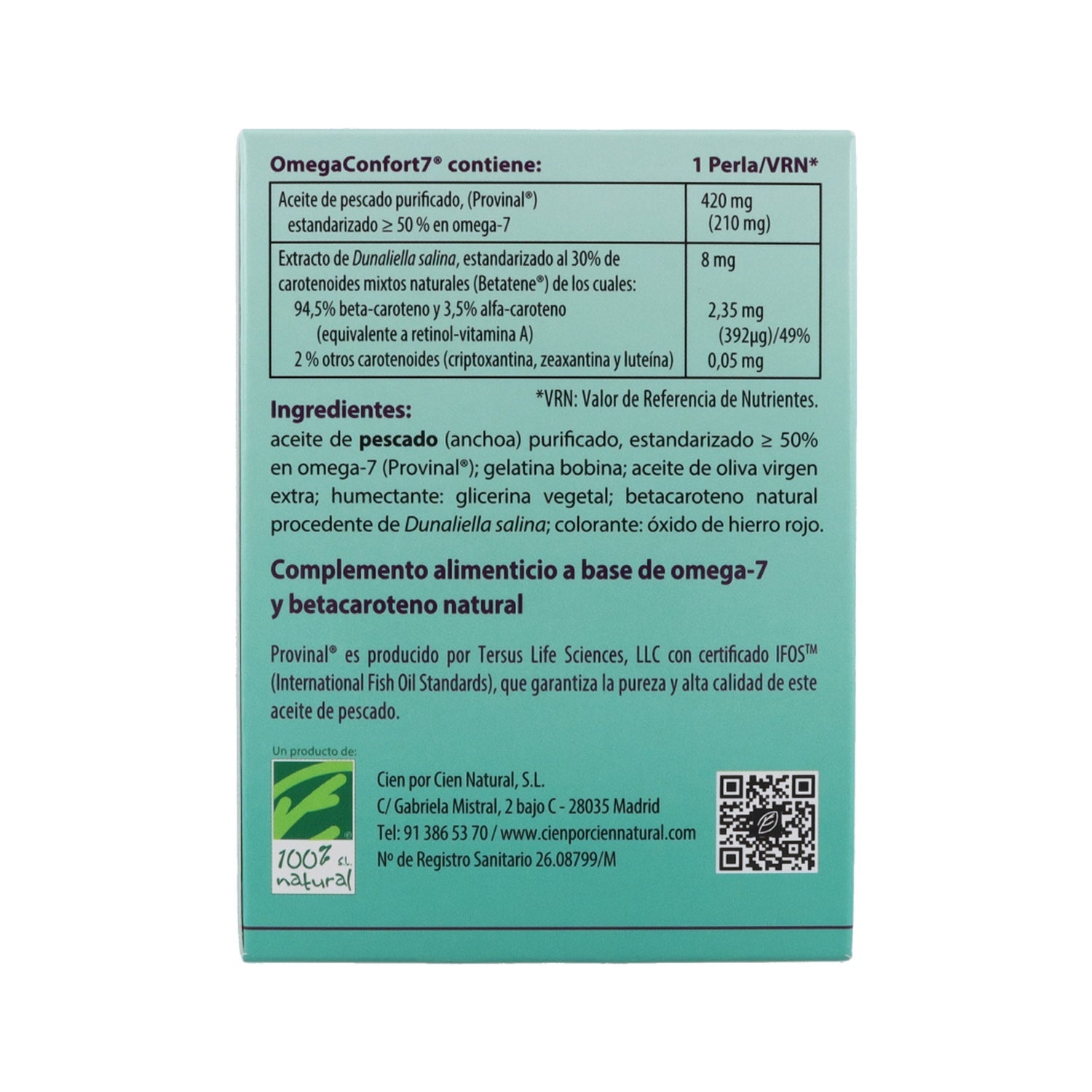 100% Natural Omega Confort 7 60 Perlas