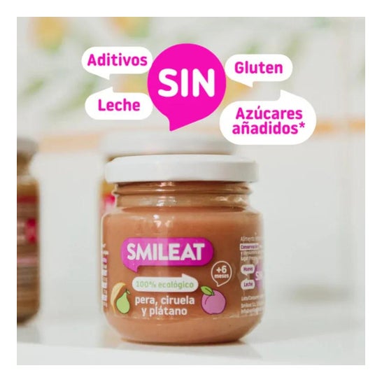 Smileat Tarrito Ecológico de Pera Ciruela y Plátano 130 g