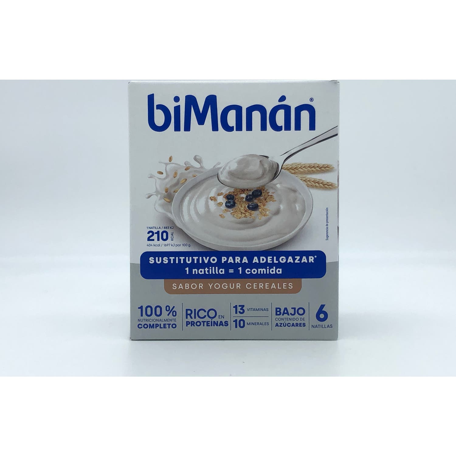 biManán Natillas Sustitutivas Sabor Yogur con Cererales 6uds