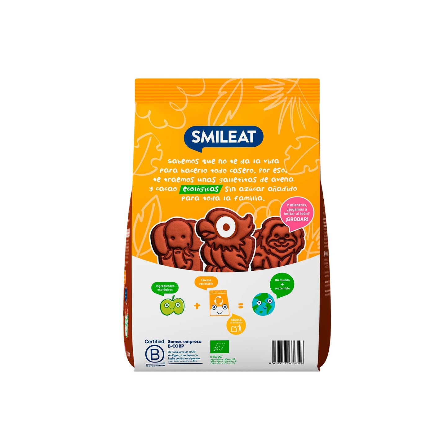 Smileat Galletas Ecológicas de Espelta Avena y Cacao 220g