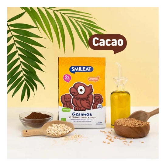 Smileat Galletas Ecológicas de Espelta Avena y Cacao 220g
