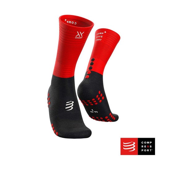 Compressport Mid Compression Socks Talla 3 Negro Rojo 1 Par