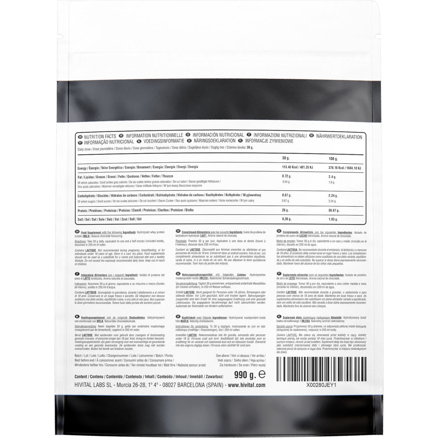 HIVITAL Aislado proteína suero leche 990 g