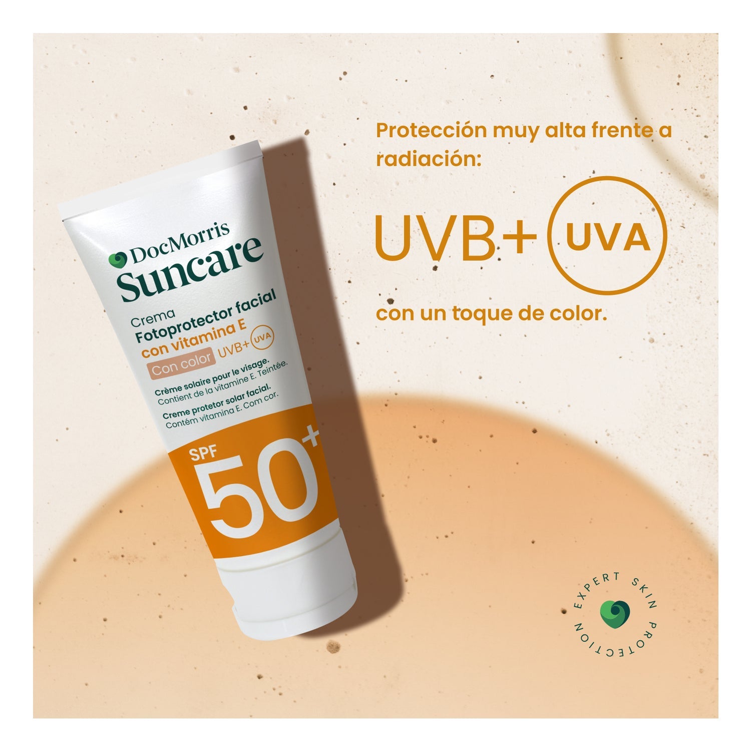 DocMorris Suncare Fotoprotector Crema Facial SPF50+ Con Color 50ml