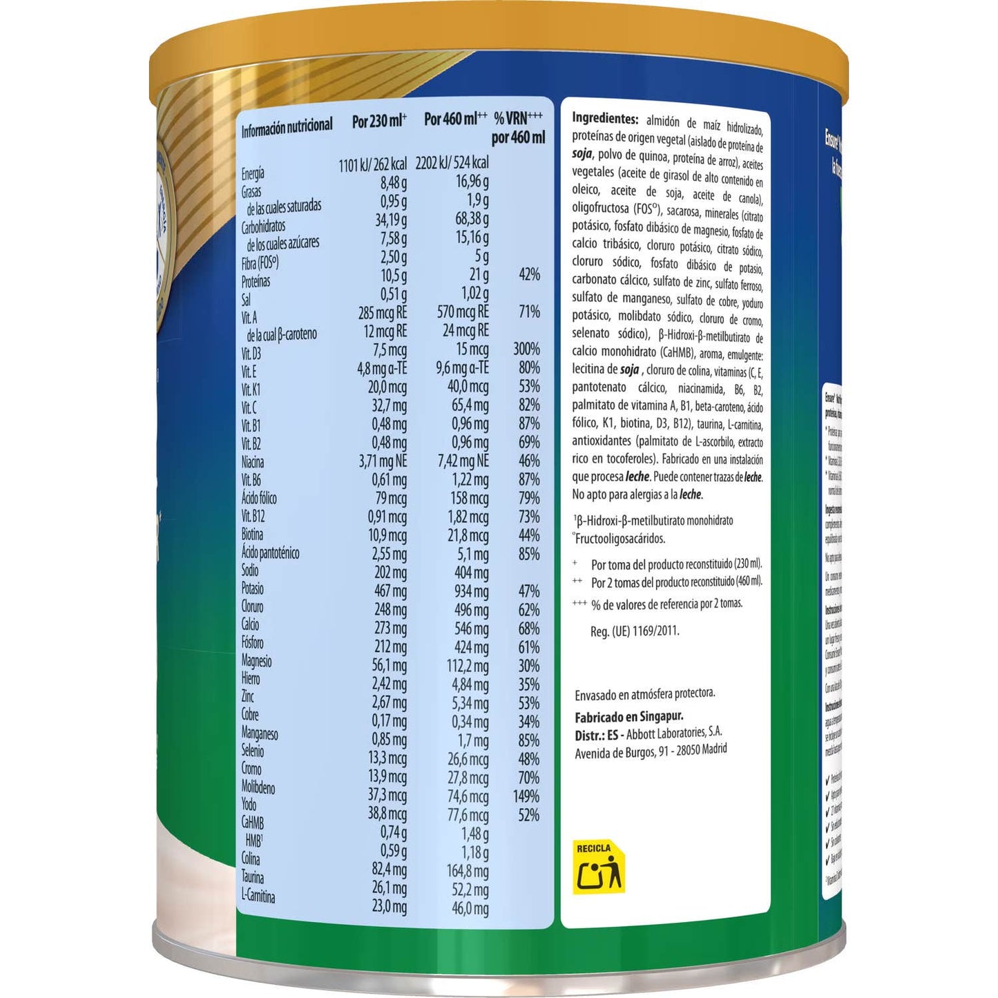 Ensure Nutrivigor Pack Origen Vegetal 850g + 400g