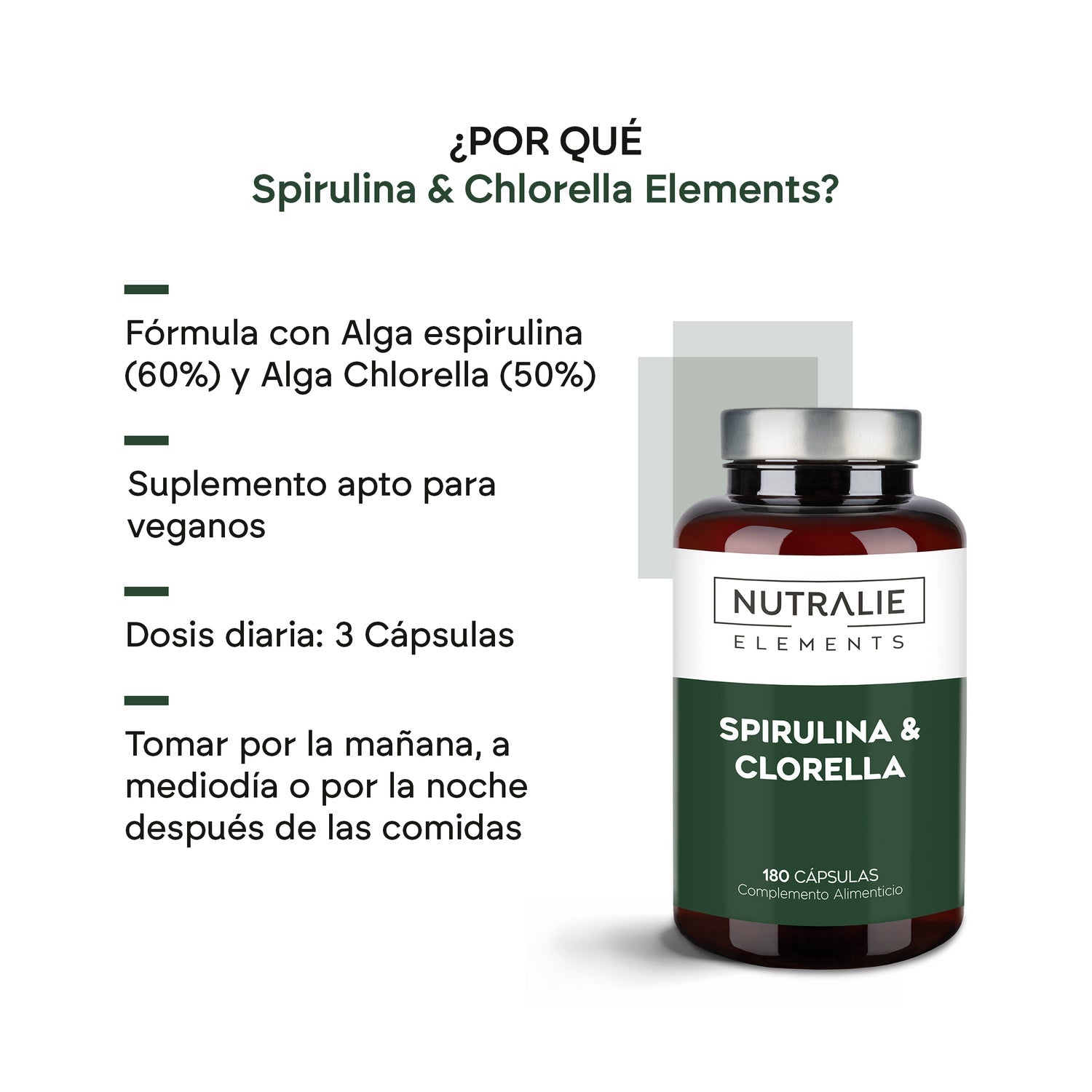 Nutralie Espirulina & Chlorella 1800mg Vegana 180caps