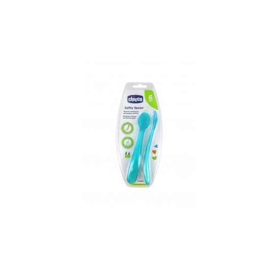 Chicco Cuchara Infantil Silicona Easy Training Azul +6m 2u