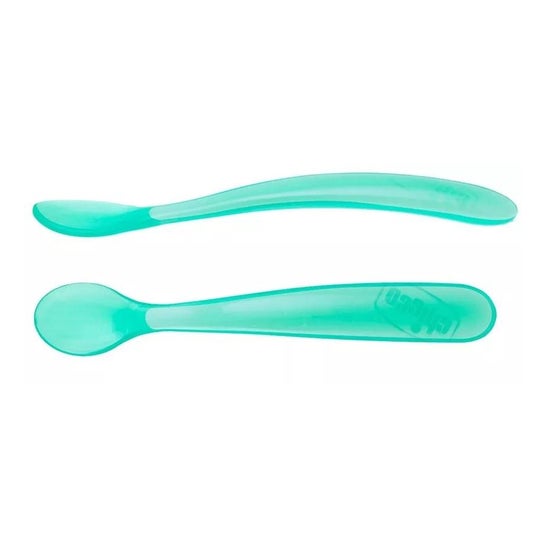 Chicco Cuchara Infantil Silicona Easy Training Azul +6m 2u