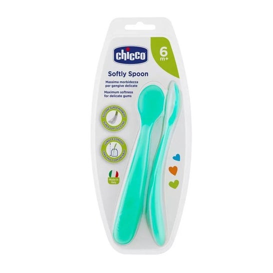Chicco Cuchara Infantil Silicona Easy Training Azul +6m 2u