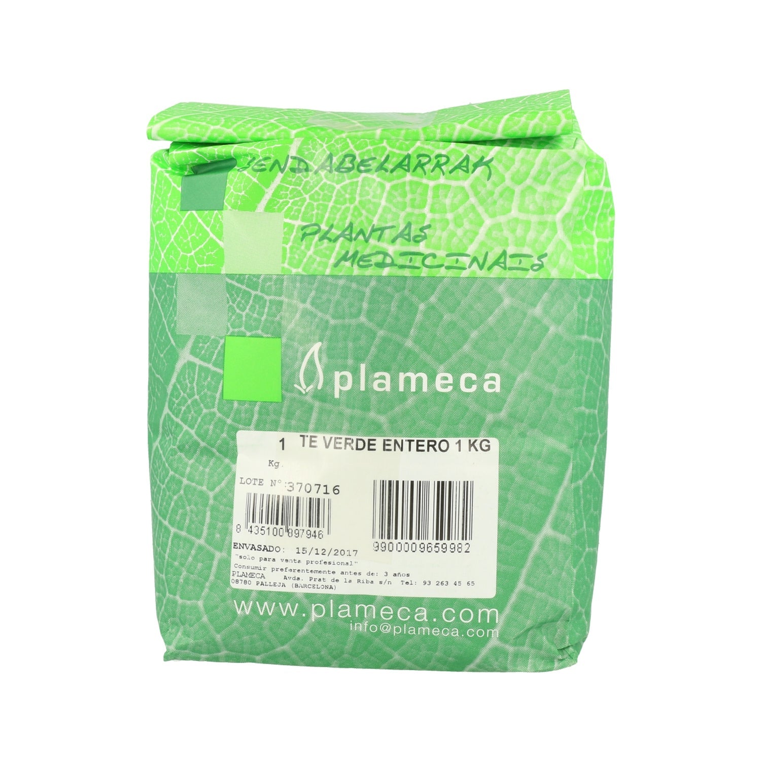 Plameca Té Verde Hierba Hoja Entera 1Kg