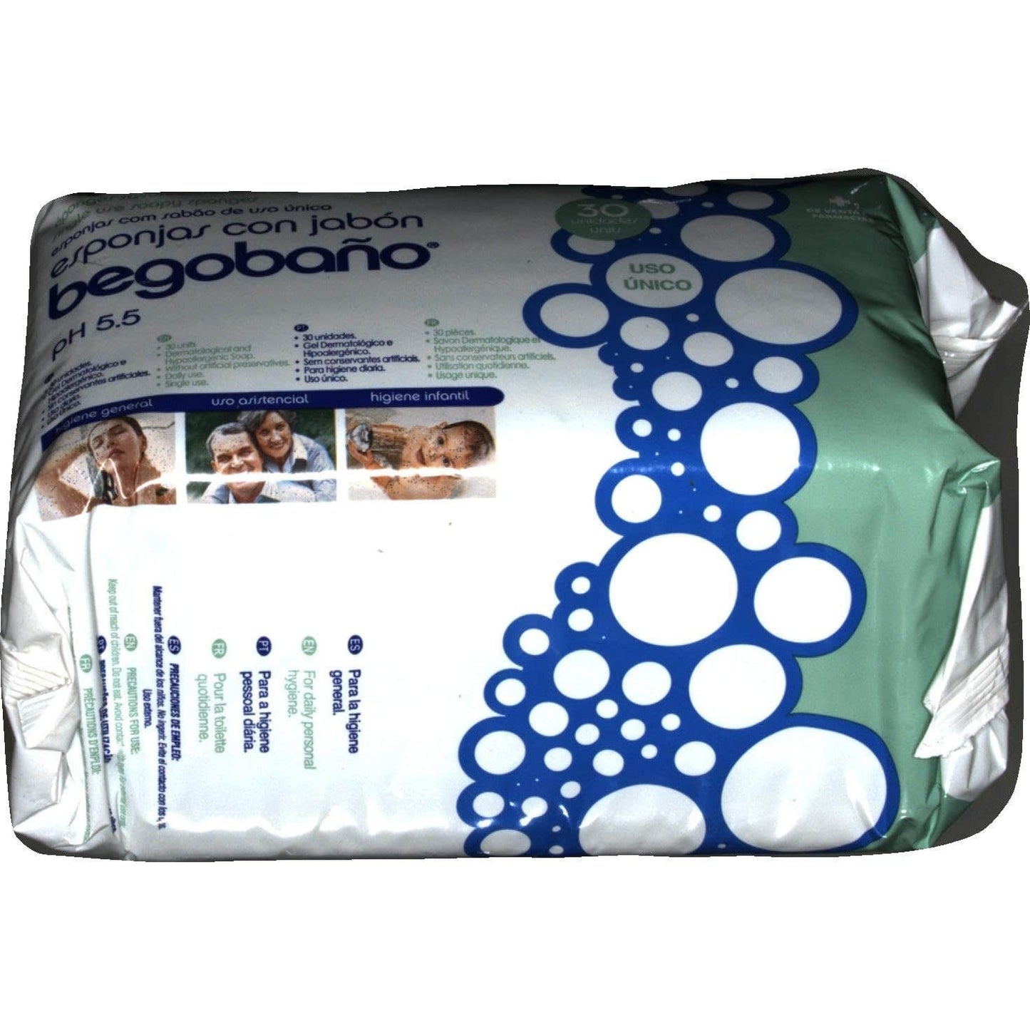 Begobaño esponja enjabonada desechable 30uds