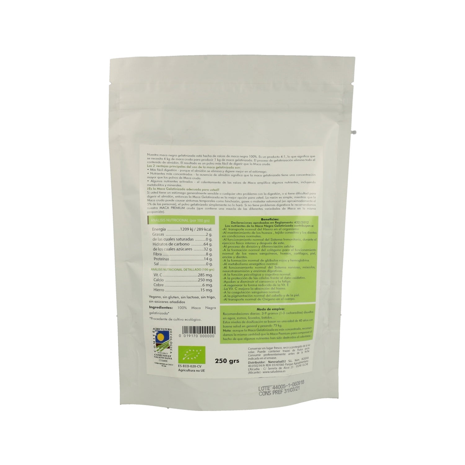 Salud Viva Maca Negra Gelatinizada 250g