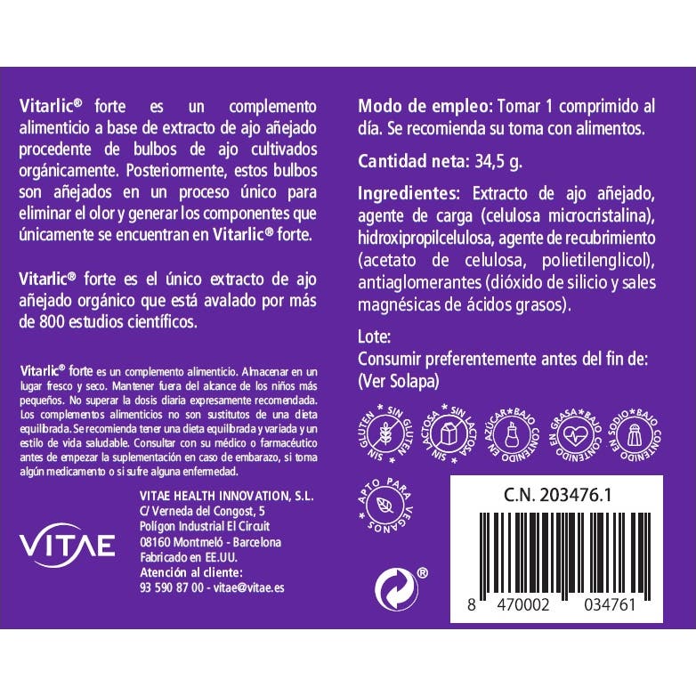 Vitae Vitarlic Forte 30comp