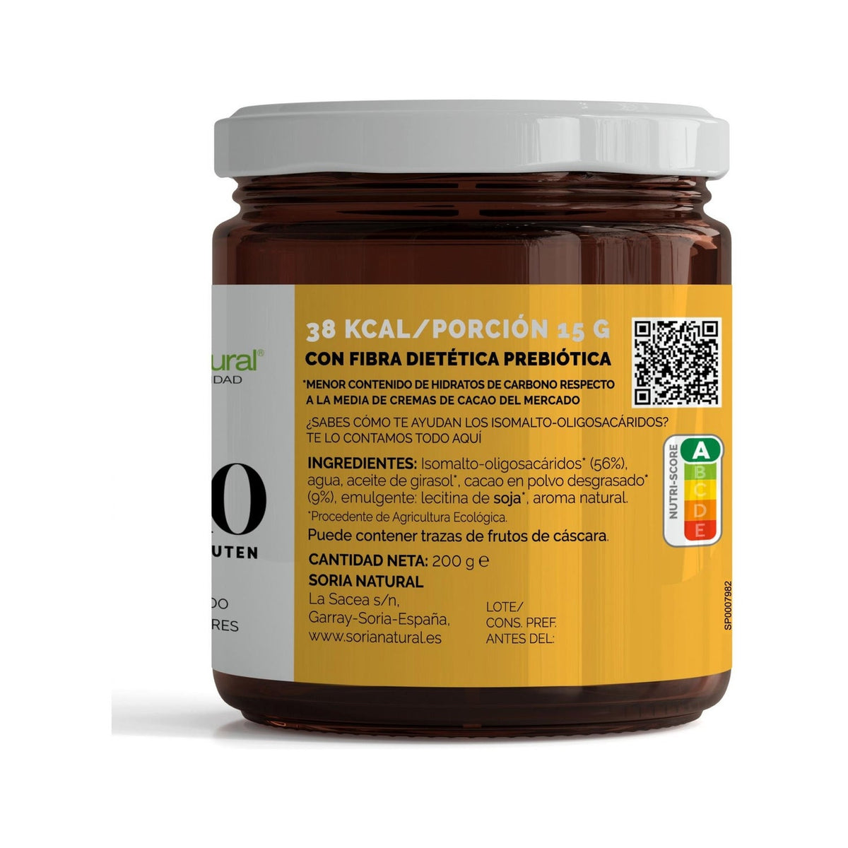 Soria Natural Crema Cacao sin Azúcar Bio 200g
