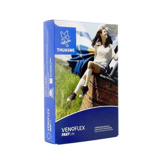 Thuasne Venoflex 2 Fast Lin Calcetín Mujer Natural TN3 1 Par