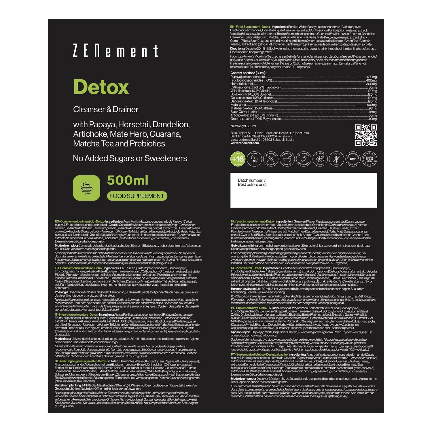 Zenement Detox Depurativo y Drenante 500 ml