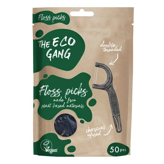 The Eco Gang Floss Picks Charcoal 50uds