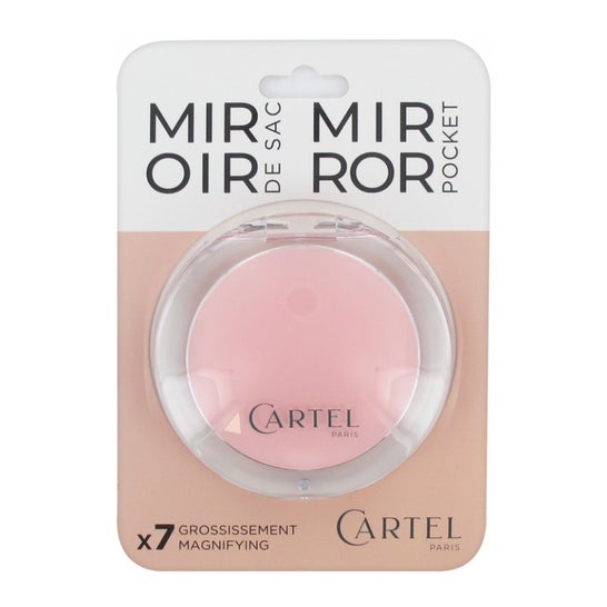 Cartel Paris Espejo Redondo de Bolso 9 cm Rosa 1 ud