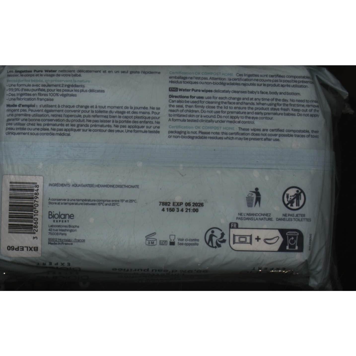 Biolane Expert Pro Pack Toallitas Pure Water 3x60uds
