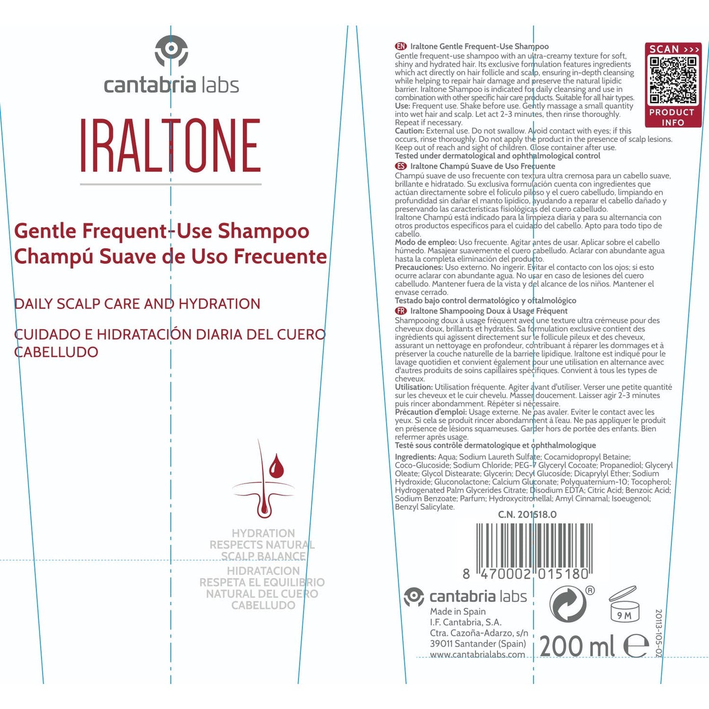 Iraltone Champú Suave de Uso Frecuente 200ml
