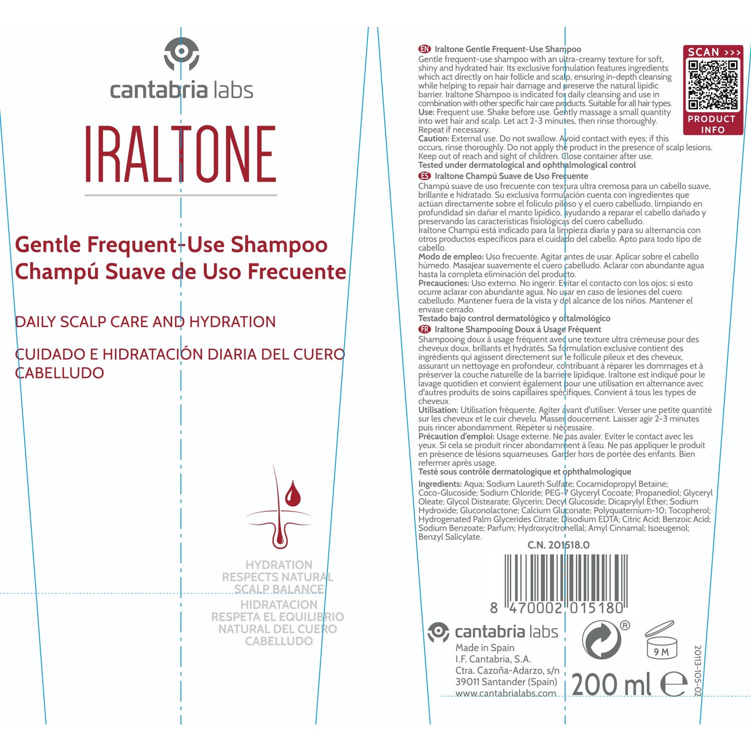 Iraltone Champú Suave de Uso Frecuente 200ml