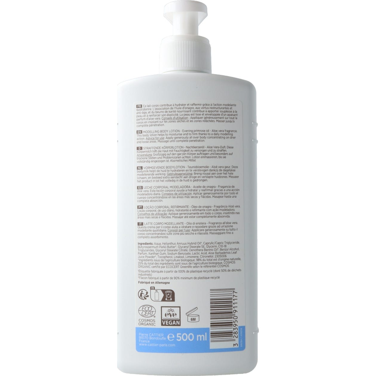 Cattier Leche Corporal Modeladora Aloe Vera y Onagra BIO 500ml