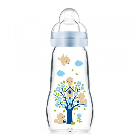MAM Blue Botella de vidrio 2 meses y + Dbit 2 Botella 260 ml