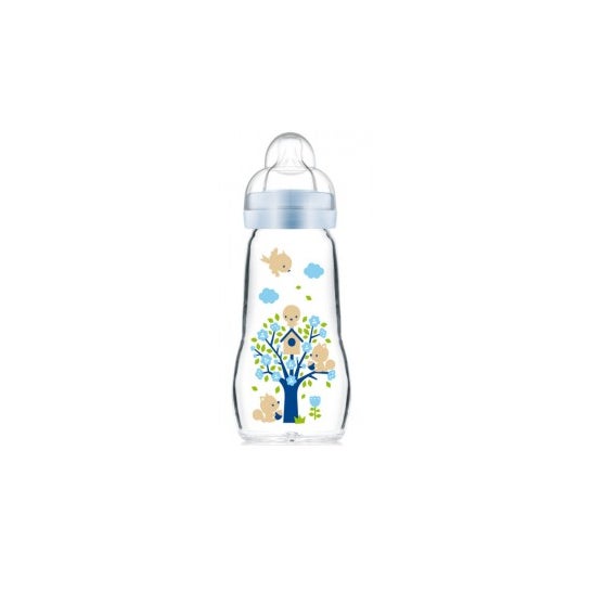 MAM Blue Botella de vidrio 2 meses y + Dbit 2 Botella 260 ml