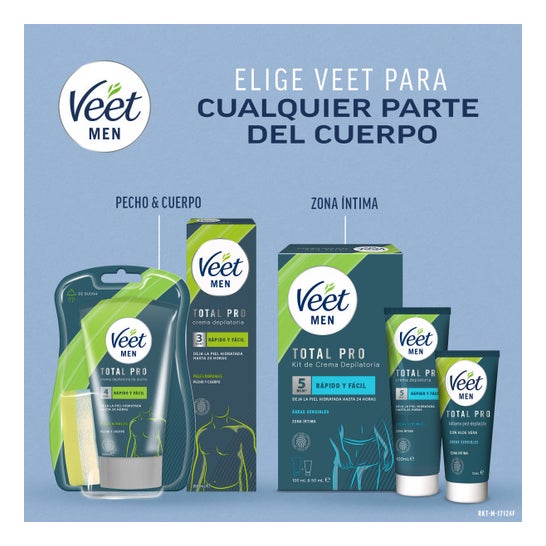 Veet Men Total Pro Kit Crema Depilatoria Zona Íntima