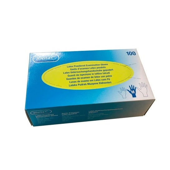 Alvita guantes Látex Polvo M 100 uds