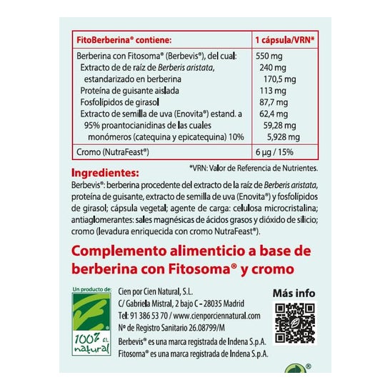 100% Natural FitoBerberina 30caps