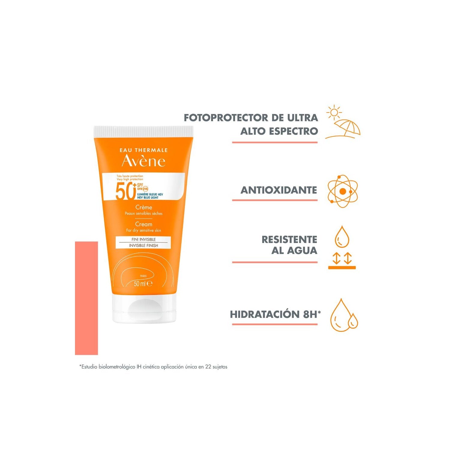 Avène Crema Solar Muy Alta Protección SPF50+ Piel Seca 50ml