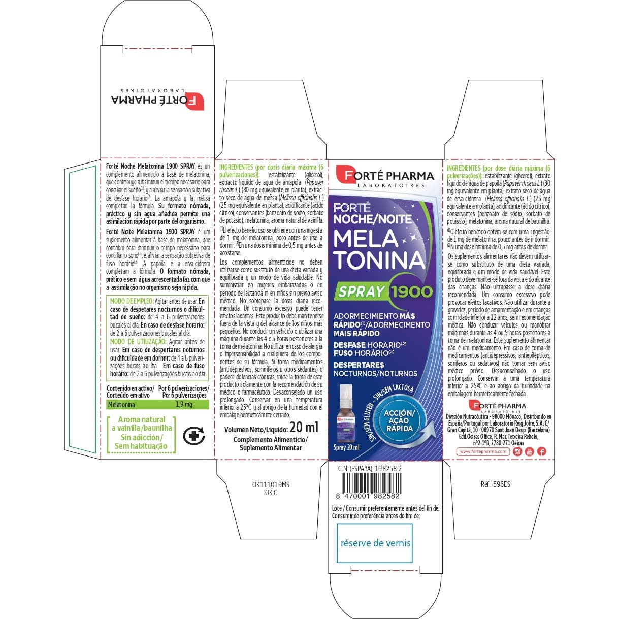 Forté Pharma Melatonina Spray 1900 20ml