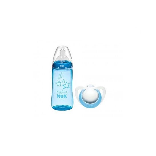 Nuk Pack My First Nuk Biberón + Chupete 0-6 Meses Azul