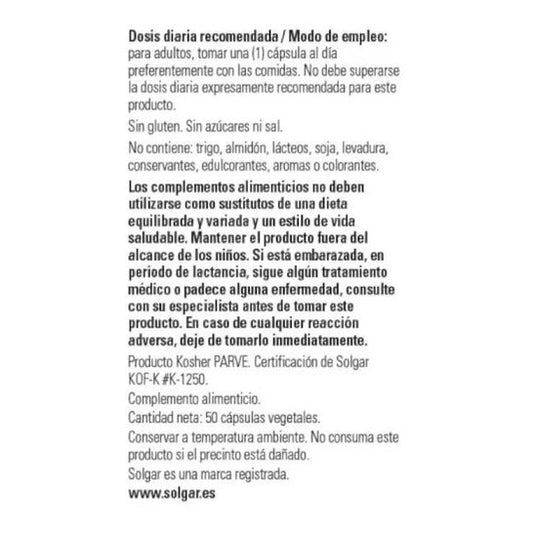 Solgar Ácido Alfa-Lipoico 200mg 50vcaps