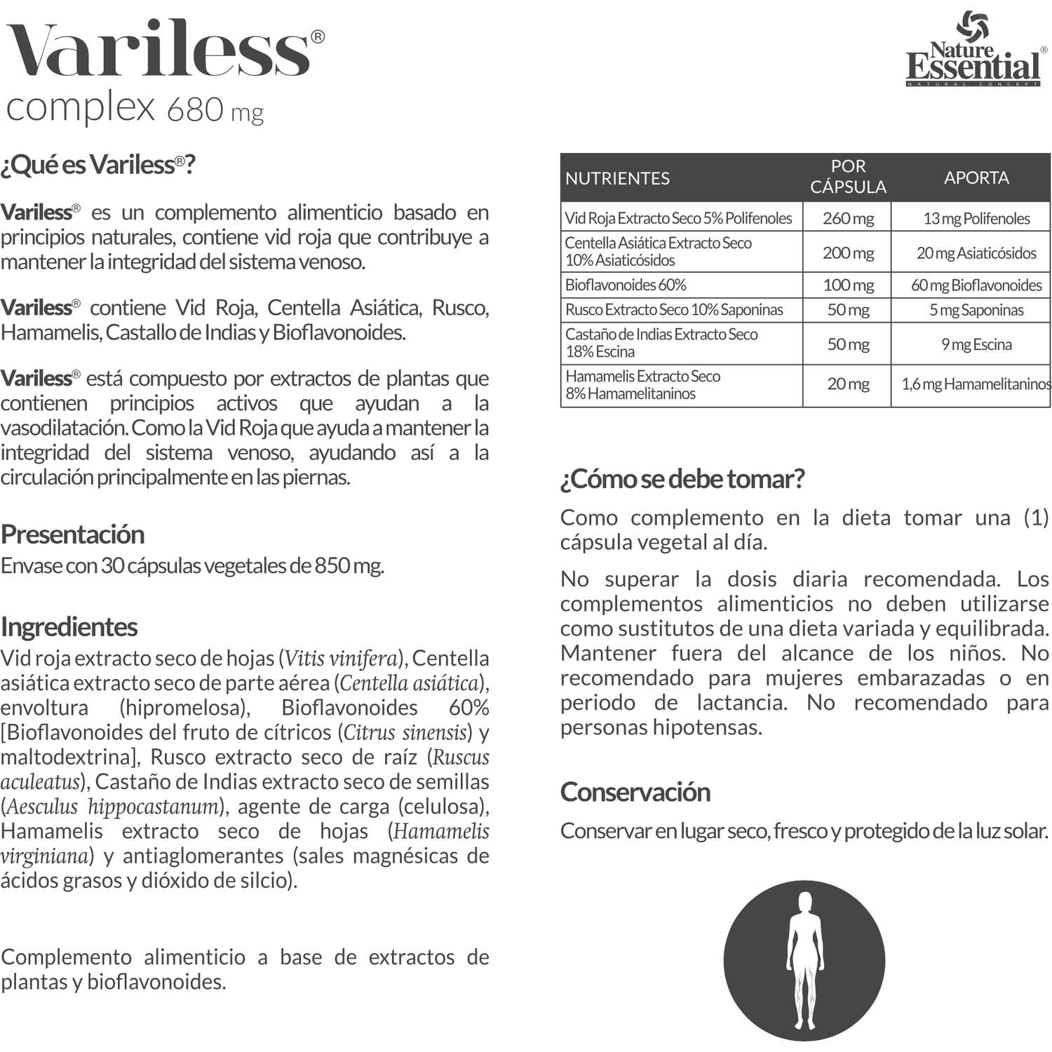 Nature Essential Variless Complex Circulación 30 Cáps