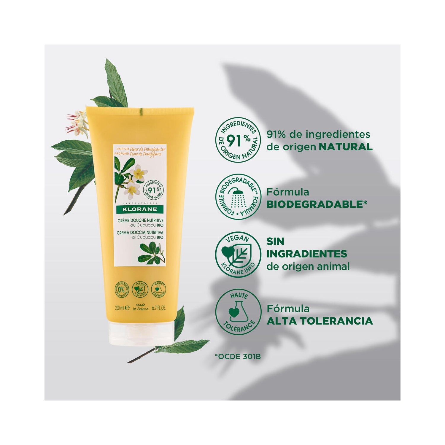 Klorane Crema de Ducha Flor de Frangipani 200ml
