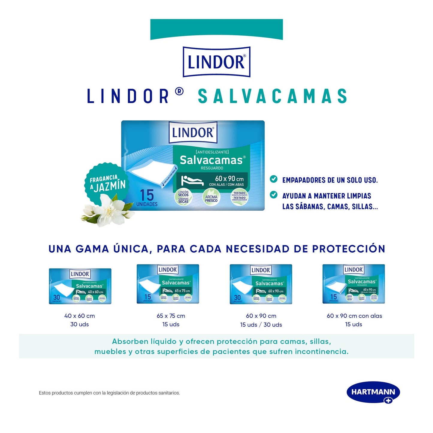 Lindor® salvacamas 60cmx90cm 15uds
