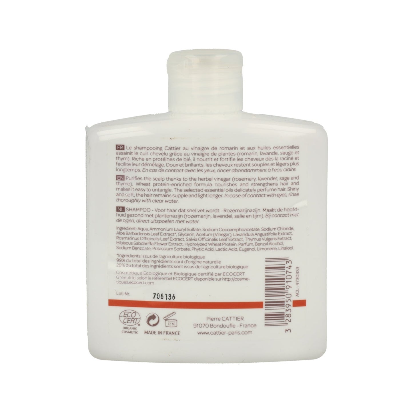 Cattier Champú Cabellos grasos Vinagre Romero 250 ml