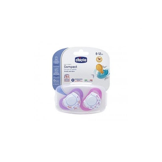 Chicco® chupete physio compact anatomico tetina látex azul 6-12 meses 2uds