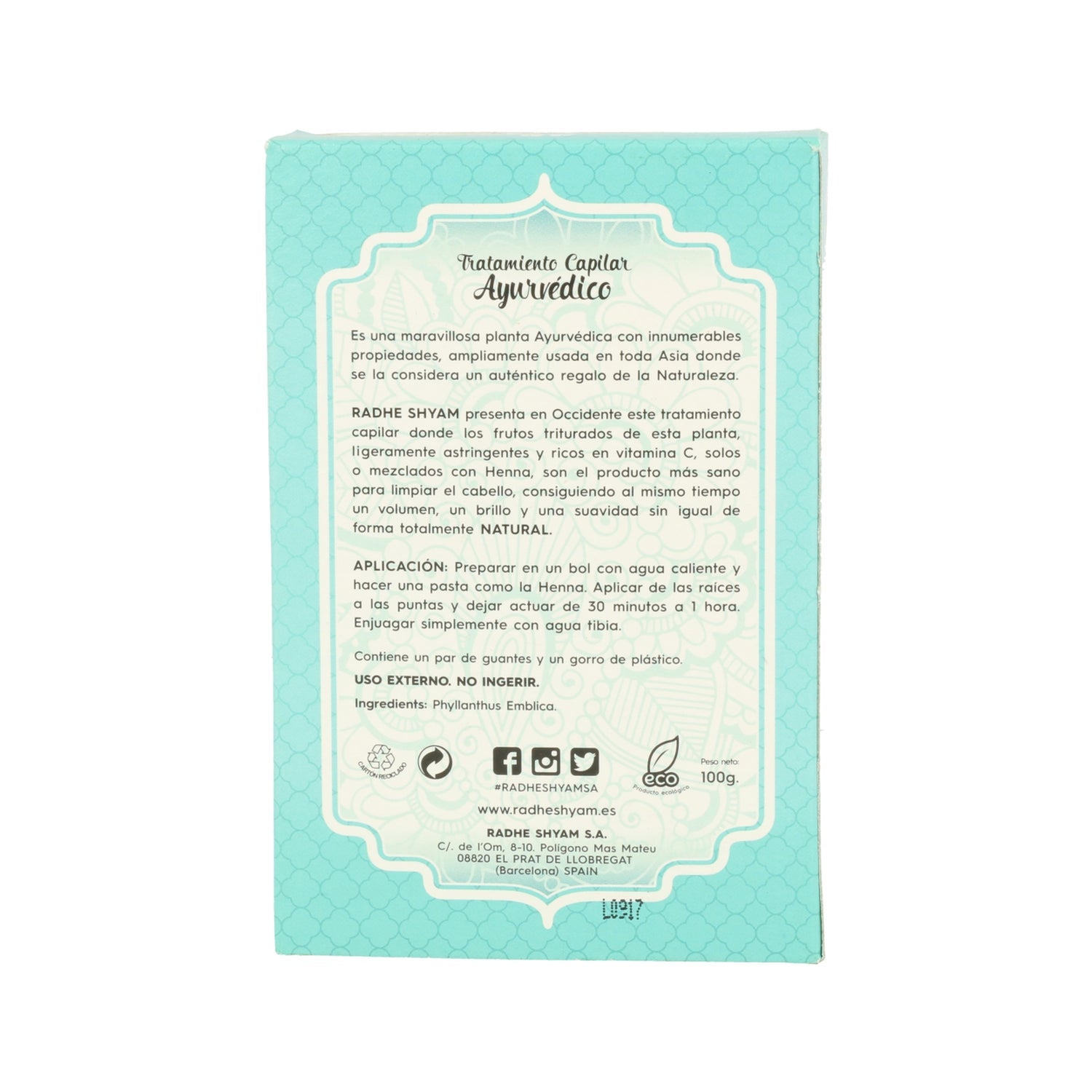Radhe Shyam Amla Tratamiento Capilar Ayurvédico Eco 100g