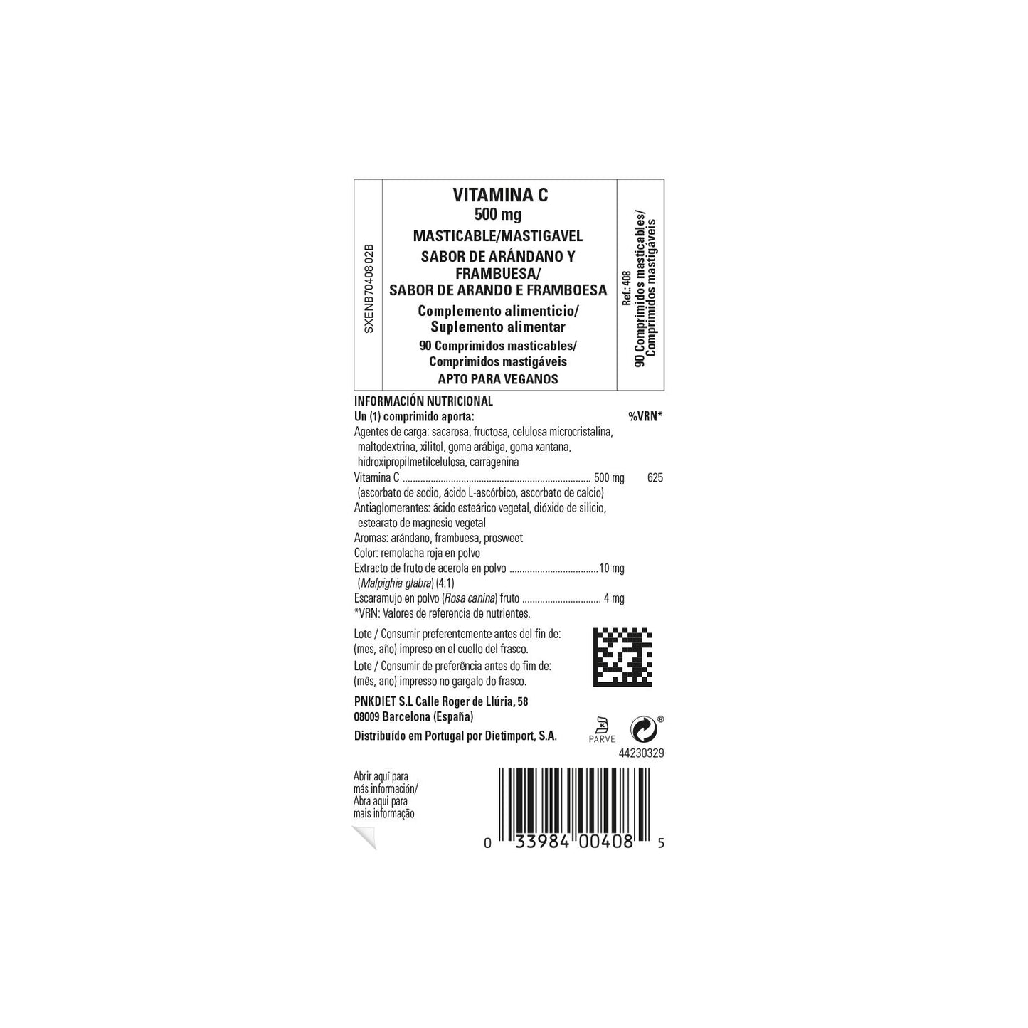 Solgar Vitamina C 500mg Masticable Sabor Arándano y Frambuesa 90comp