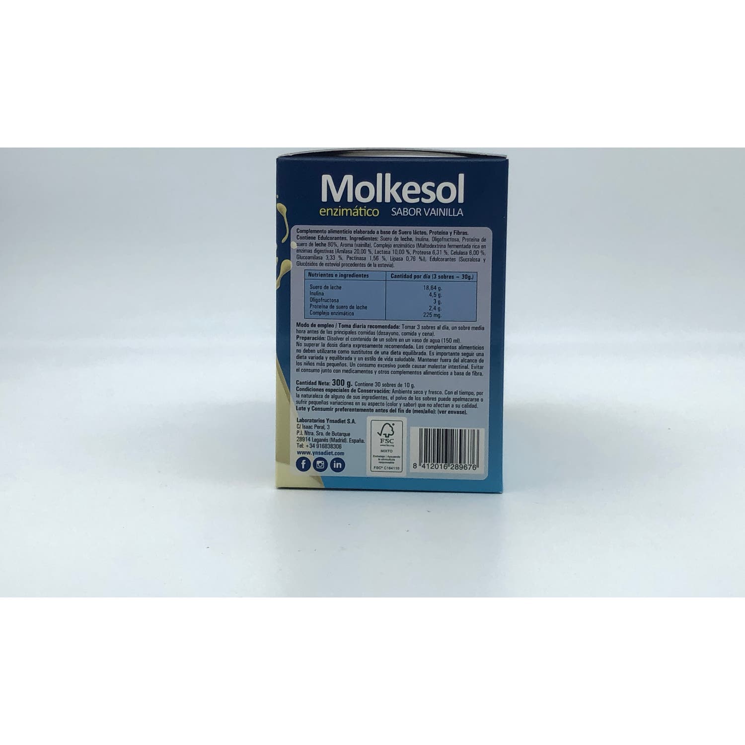 Ynsadiet Molkesol Enzimático Sabor Vainilla 30 sobres