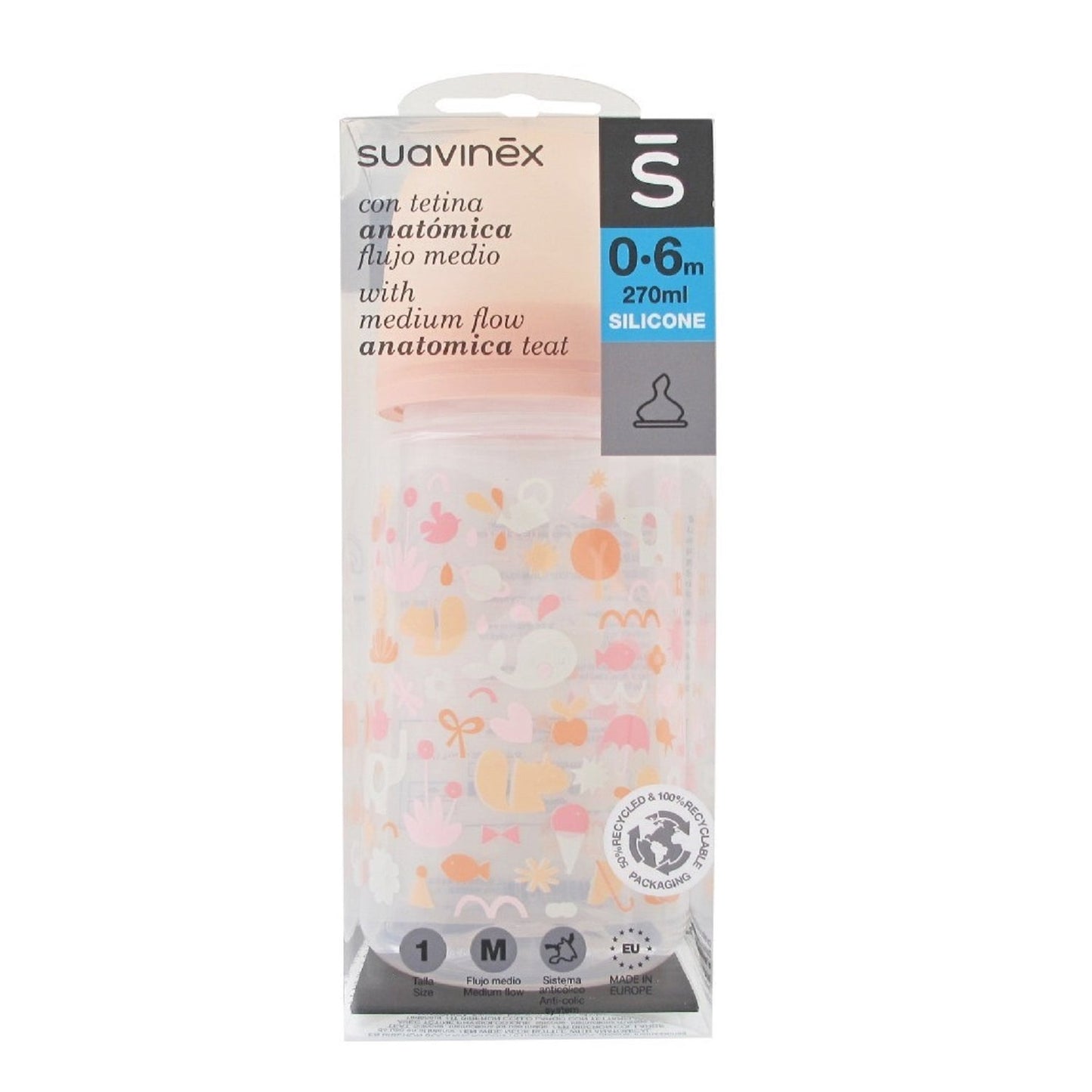 Suavinex Biberón The New Classic Anatómico Silicona T1M Medio 0-6m 270ml 1ud