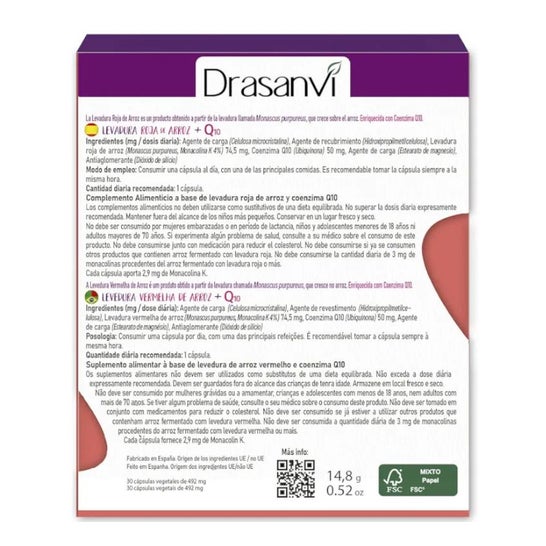 Drasanvi Levadura Roja de Arroz + Q10 30caps