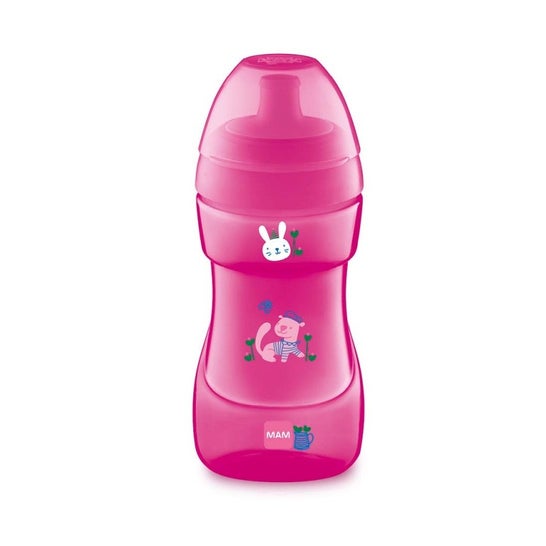 Vaso Con Tapon Deportivo Rosa Mam Sports Cup +12 M 330 Ml