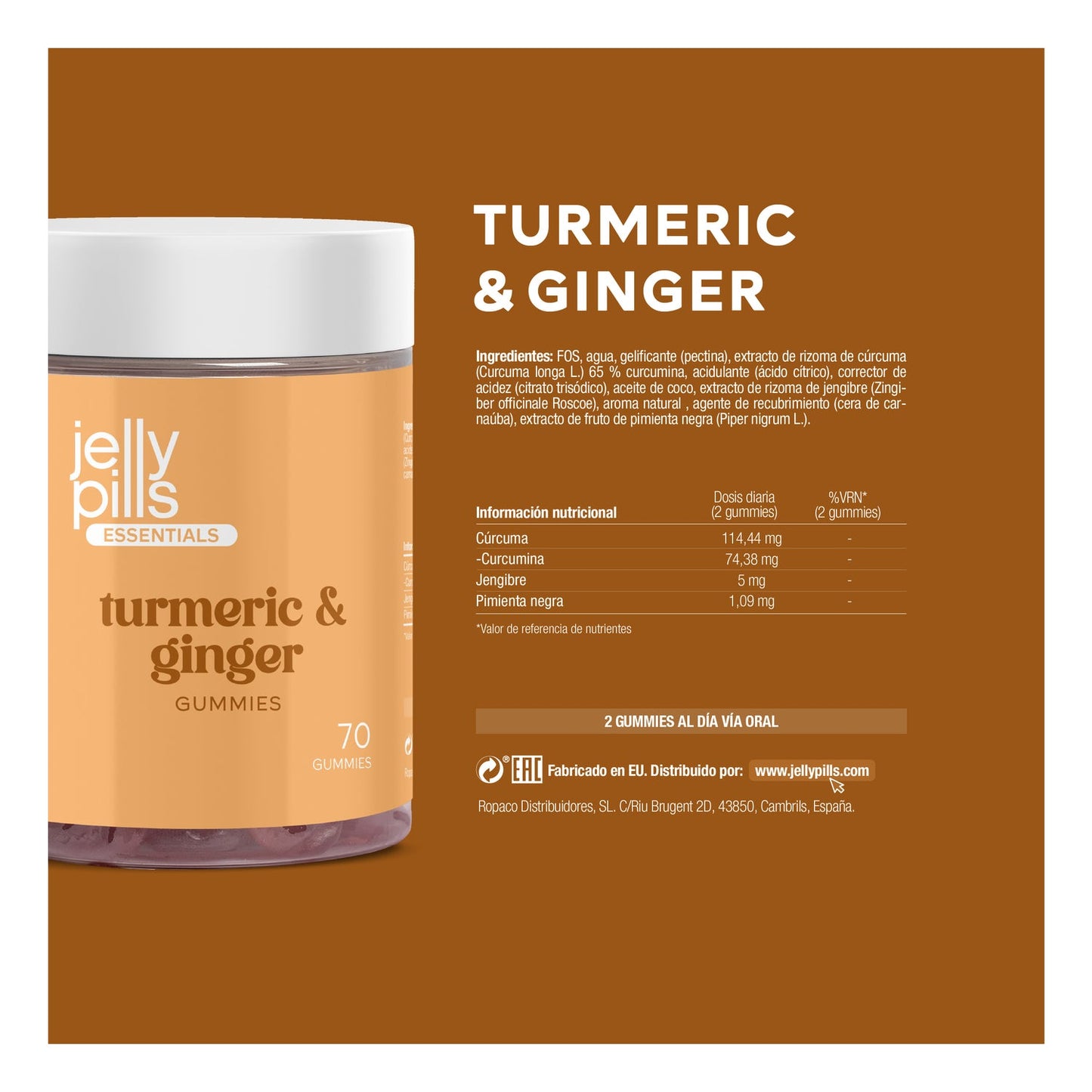 Jelly Pills® Essentials Turmeric & Ginger Gummies 70uds
